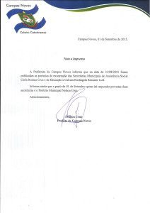 Nota a Imprensa