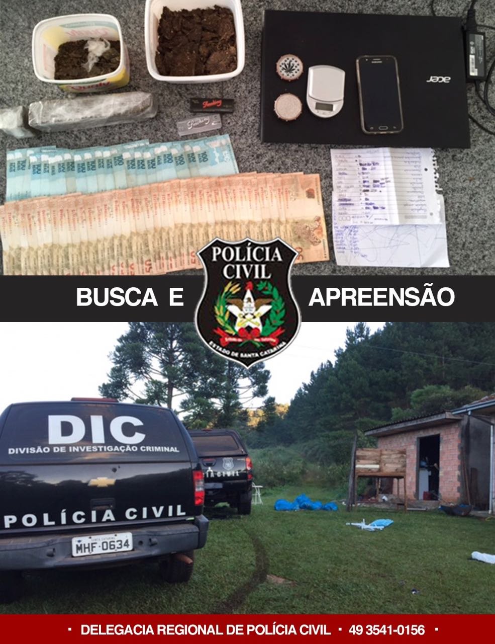 Polícia Civil prende traficante na linha Serraria Weiss, em Campos Novos