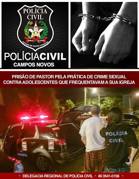 Pastor é preso pela prática de crimes sexuais contra adolescentes que frequentavam sua igreja