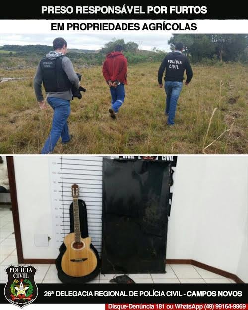 Polícia Civil prende autor e receptador de objetos subtraídos em propriedades rurais