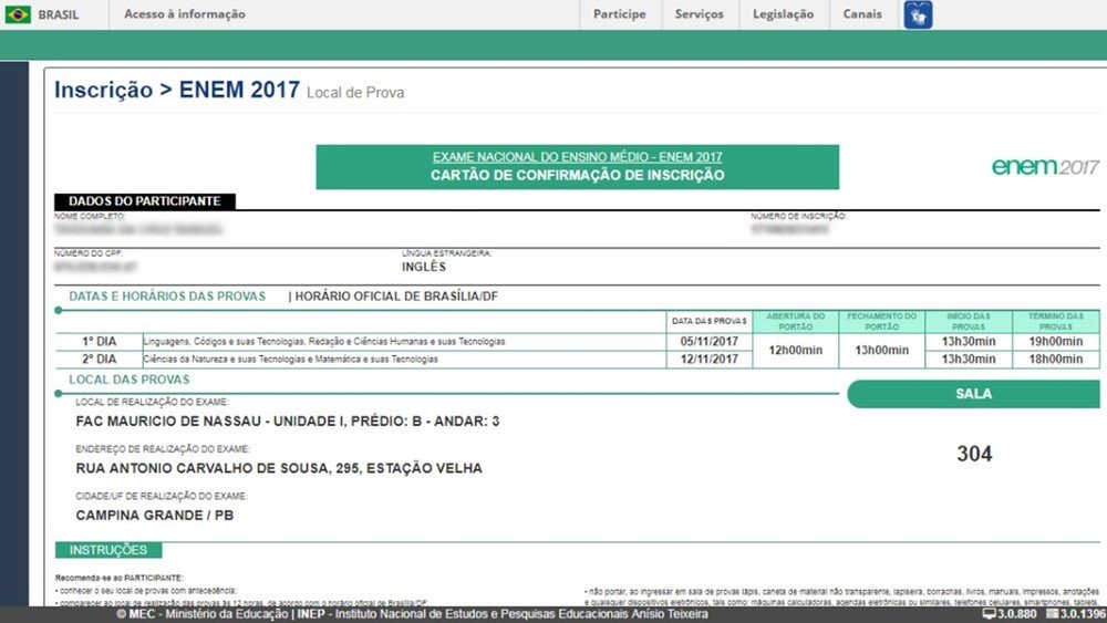 Enem 2018: cartão de confirmação será divulgado nesta segunda-feira