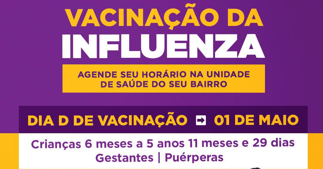 Vacinação contra INFLUENZA será no sábado (01)