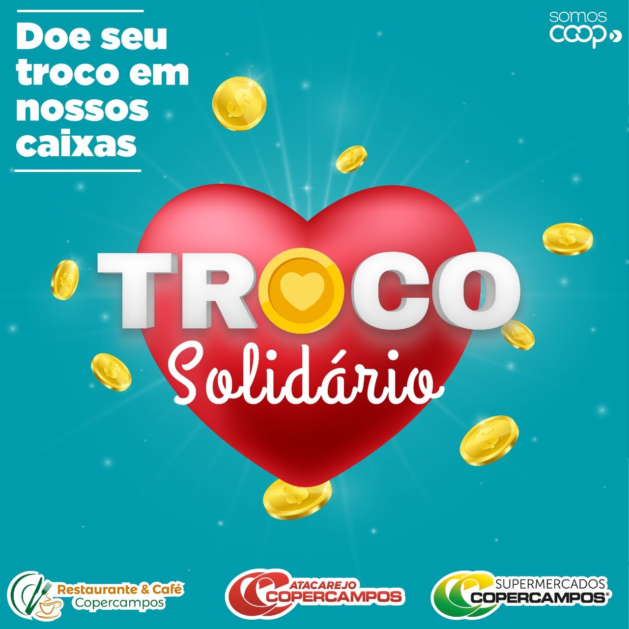 Em 15 dias, Campanha Troco Solidário Copercampos arrecada mais de 2 mil reais