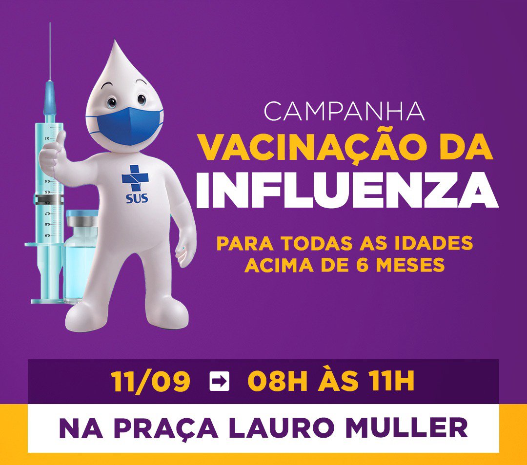 Saúde promove campanha de vacinação contra a Influenza no sábado (11),