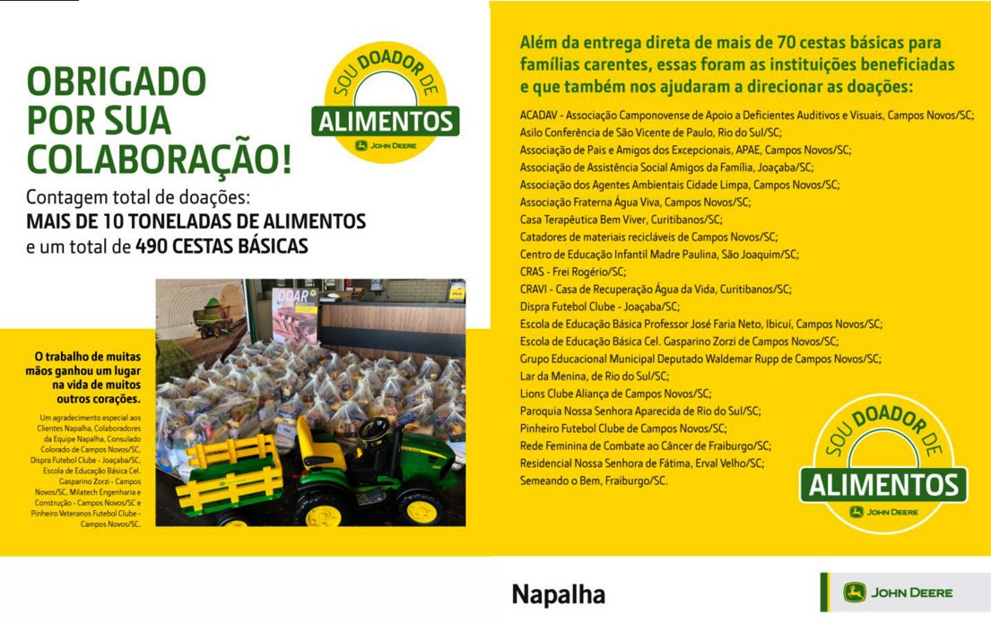 Napalha arrecada alimentos e cestas básicas