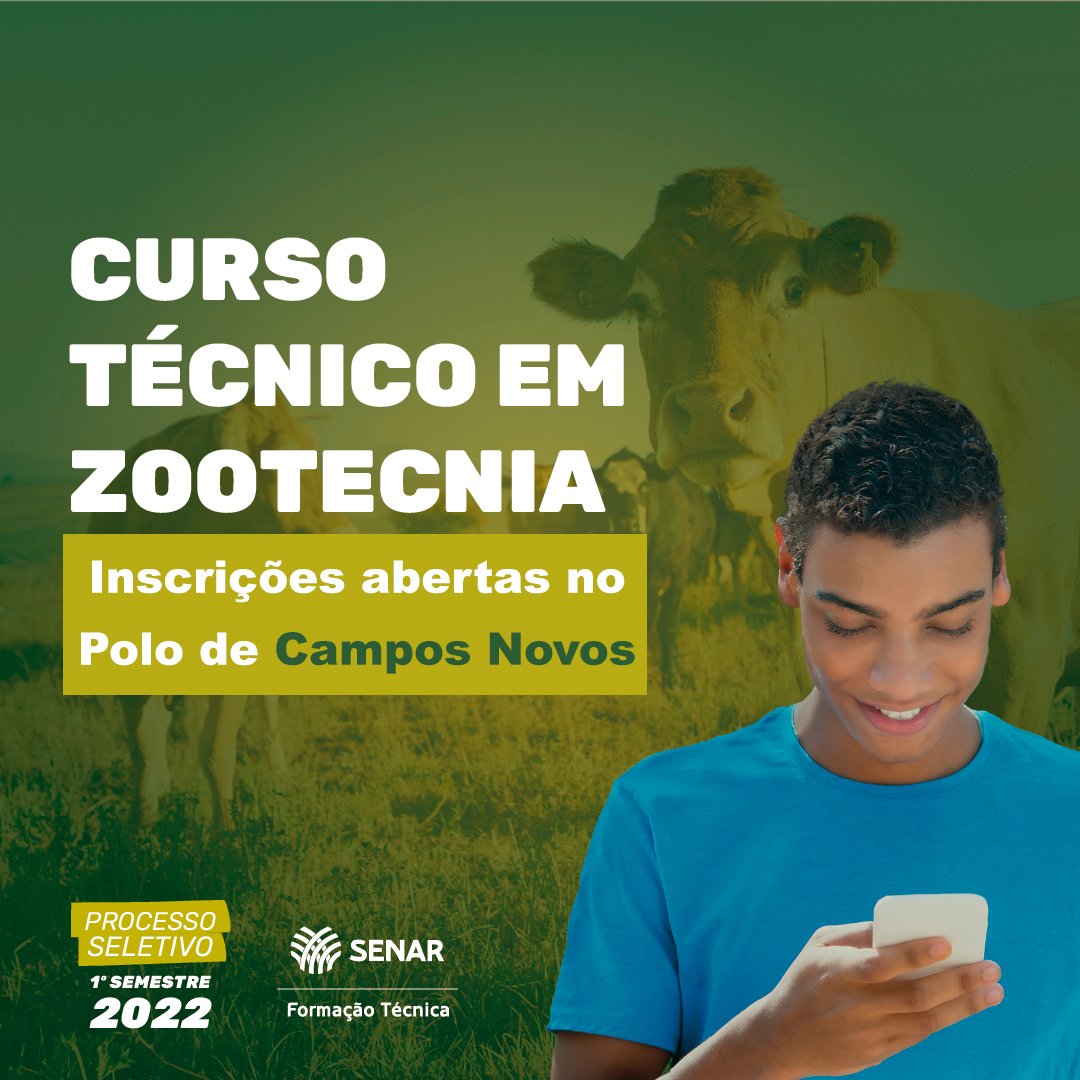 Campos Novos terá curso técnico em Zootecnia pelo Senar