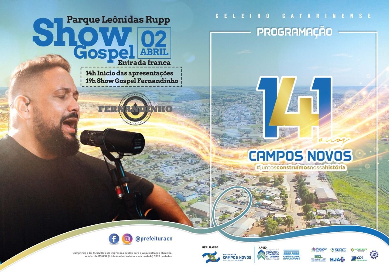 Confirmada programação alusiva aos 141 anos de Campos Novos