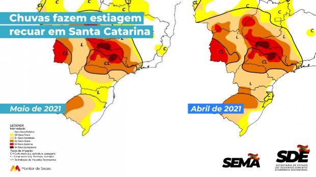 Monitor de Secas: estiagem em maio recua em Santa Catarina