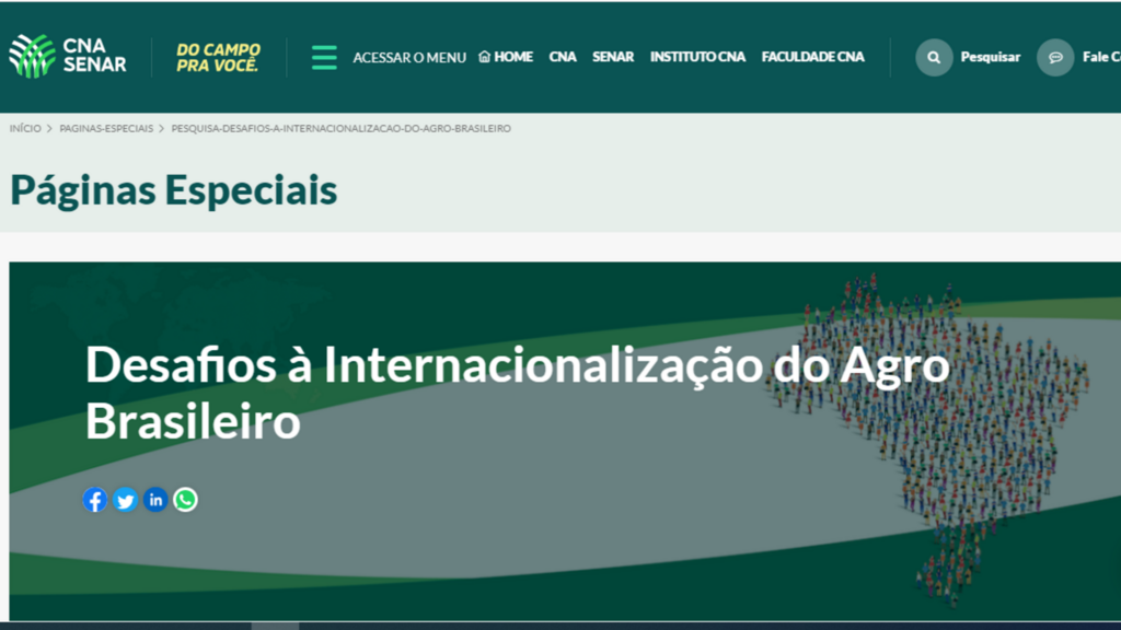 CNA pede que Produtores participem de pesquisa sobre Desafios à Internacionalização do Agro Brasileiro