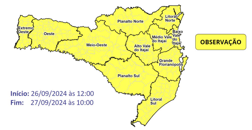 Temporais e chuva pontualmente intensa entre a tarde desta quinta (26) e a manhã de sexta-feira (27)