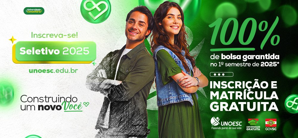 Unoesc oferta bolsas de 100% de desconto no primeiro semestre para os cursos presenciais