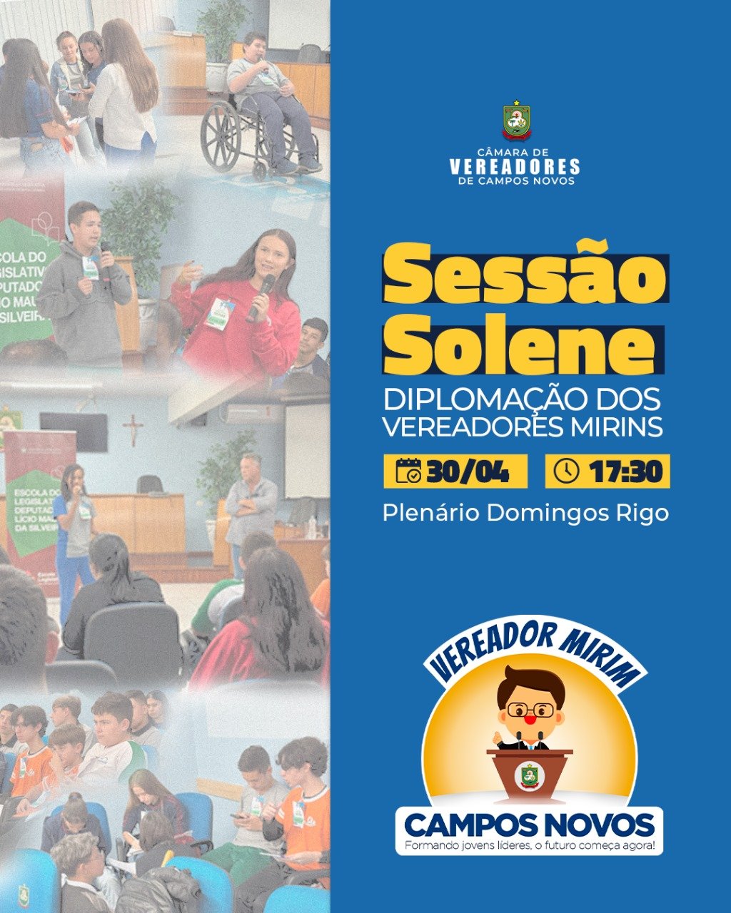 Diplomação dos Vereadores Mirins será realizada em Sessão Solene