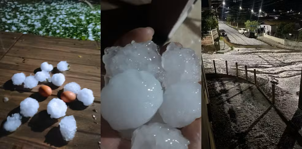 Temporal com granizo destelha casas e causa prejuízos em SC