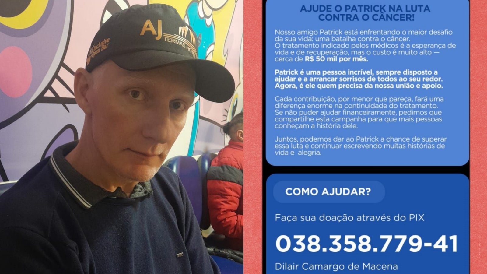 Morador da região diagnosticado com câncer pede ajuda para custear tratamentos de valores elevados