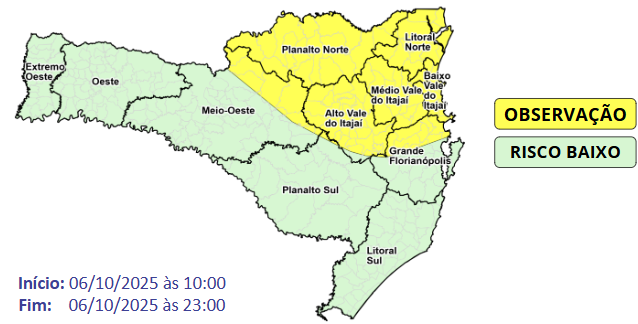 Temporais isolados nesta segunda-feira (06)