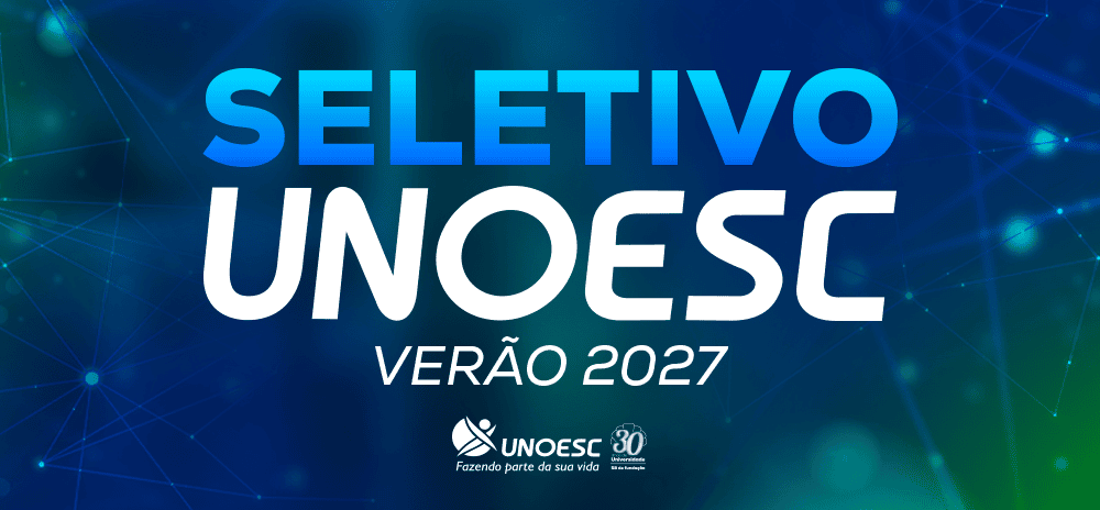 A Unoesc está com inscrições abertas para o Processo Seletivo 2027, com oportunidades para cursos presenciais, semipresenciais e a distância. As inscrições e matrículas são gratuitas e podem ser realizadas pelo site oficial da Instituição.