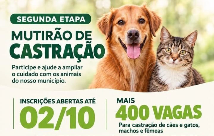 Mutirão de Castração tem inscrições abertas até sexta
