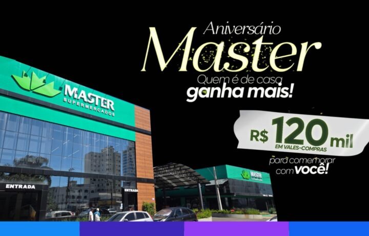 Master Supermercados celebra 52 anos com R$ 120 mil em vale-compras